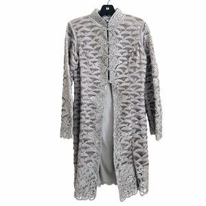 Sue Wong Silver Gray Jacket NWT Stunning Embellished Long Size 2